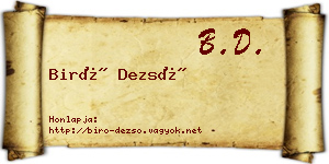 Biró Dezső névjegykártya